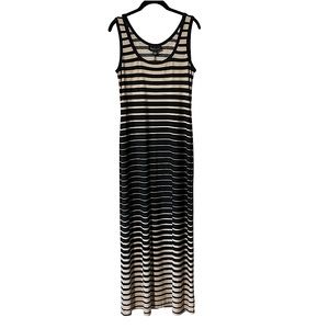 Connected Apparel Sleeveless Maxi Dress Black + Tan Striped Size 6